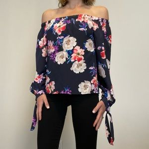 Yumi Kim Floral Off-Shoulder Silk Blouse